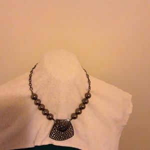 Dark gray chain necklace with large beads
